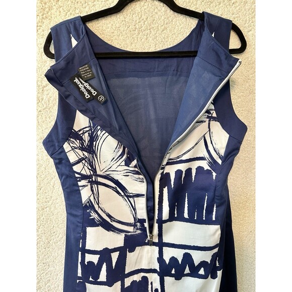 DESIGUAL  Size 12/44 Navy Knee-Length Sheath‎ Dress Cotton Sleeveless Logo - Picture 8 of 12